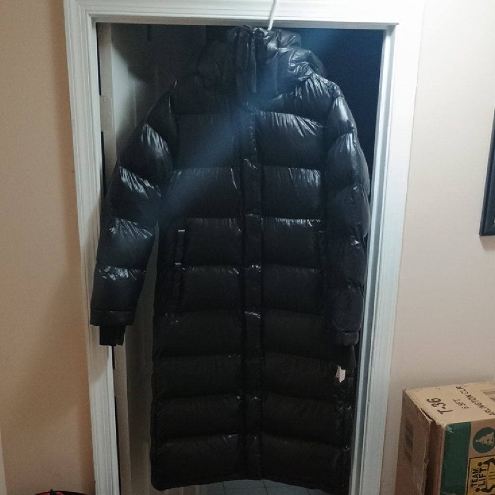 SAM. Shiny Black Long Puffer Jacket